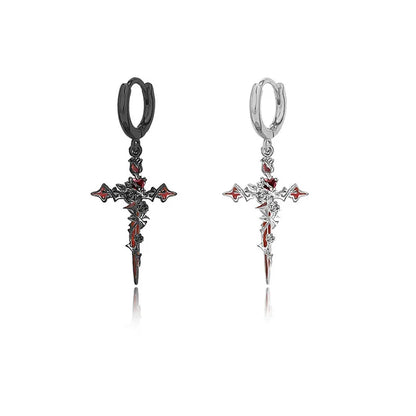 Punk Thorn Rose Cross Earrings Sweet Cool Dark Style Earring Pendant Necklace Party Halloween Jewelry