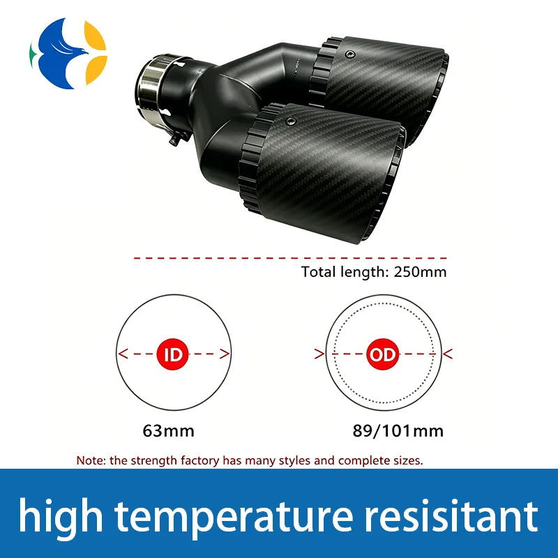 1Piece Upgrade Y Shape Double Outlet Matte Carbon Fiber For Modified Accessories Exhaust Tip Car Decoration Muffler Nozzle Pipe