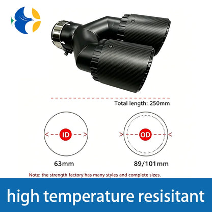 1Piece Upgrade Y Shape Double Outlet Matte Carbon Fiber For Modified Accessories Exhaust Tip Car Decoration Muffler Nozzle Pipe
