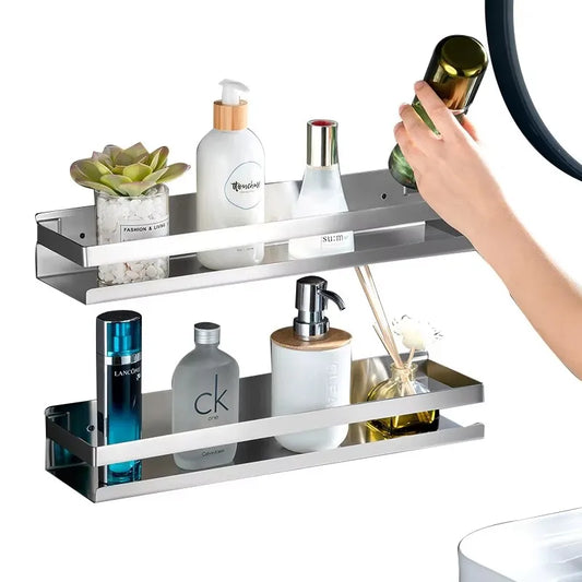 Stainless Steel Floating Shelf Rustproof Wall Mounted Shower Caddy Bathroom Kitchen Storage Organizer Display Stand Shelf