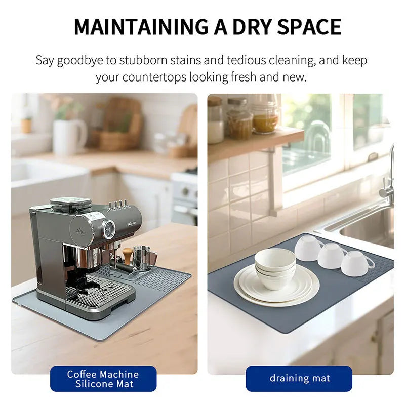 Minimalist Silicone Coffee Press Mat Tray Bar Pad Square 2 in 1 Drying and Pressing Mat for Coffee Machine