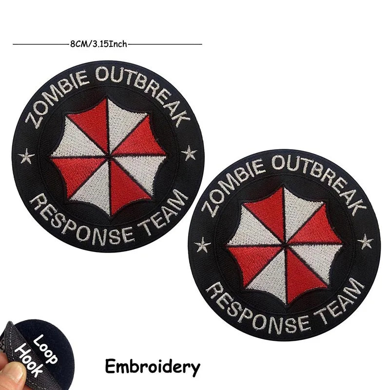 1PC,2PCS/ Umbrella Corporation PVC Rubber Morale Emblem,Biohazard Insignia Applique Embroidered patches,Tactical Backpack Badges