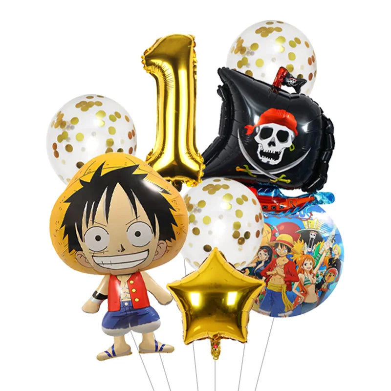 Anime One Piece Aluminum Film Balloons Luffy Shape Foil Balloon Boys Birthday Party Decoration Items