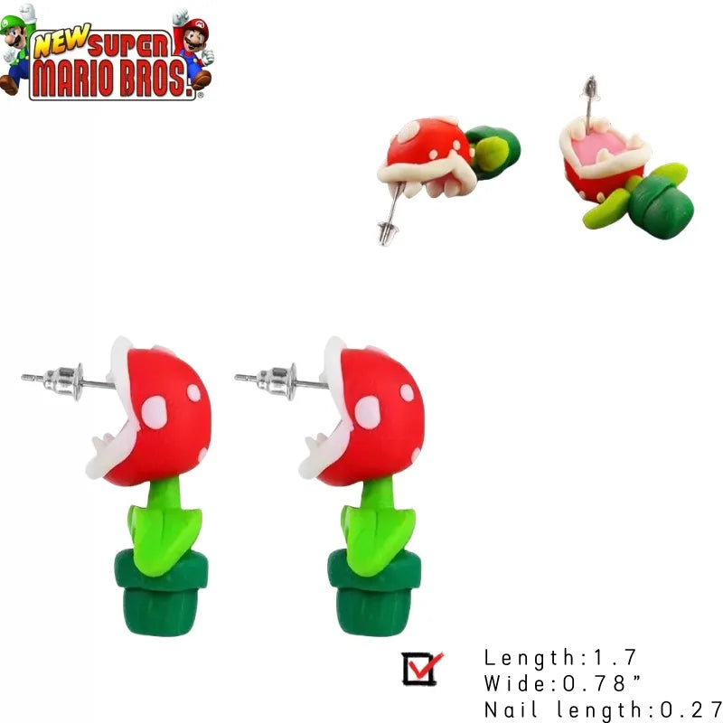 Super Mario Earrings Piranha Plant Funny Anime Creative Game Dangle Jewelry Women Girls Fashion Cute Cartoon Charms Earrings