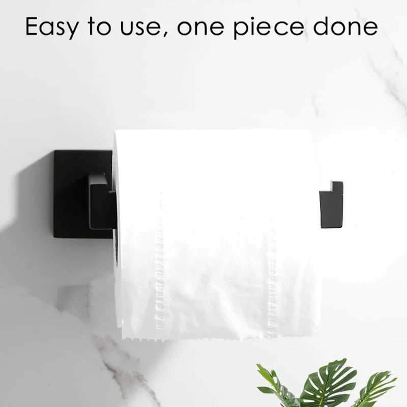304 Stainless Steel Bathroom Accessories 1 Piece Matte Black Toilet Paper Holder Wall Mounted Tissue Roll Hanger Bathroom
