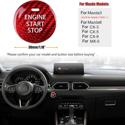 For Mazda 3 6 CX-3 CX-5 CX-9 MX-5 Miata Real Carbon Fiber Car Keyless Engine Start Stop Push Button Cover Sticker Accessories