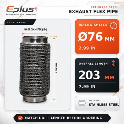 Universal Automotive Chain Link Mesh Exhaust Hose Stainless Steel Braided Flexible Bellows for Car Exhaust System Replacement