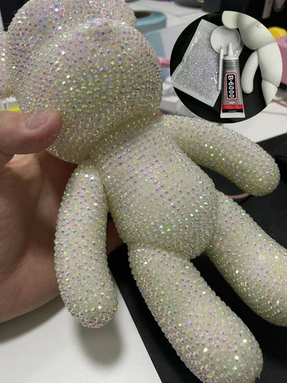 DIY Self-Adhesive Crystal Bear Figure Rhinestone Diamond Glitter Applique Bear Figurine Doll Toy Decoration Desk Accessories