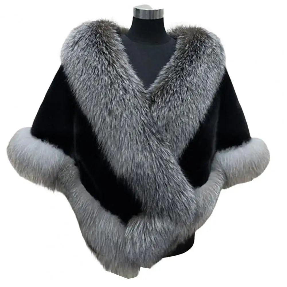 Luxury Fur Women Poncho Fluffy Shawl Fur Evening Dress Shawl Wedding Banquet Shawl Dress Shawl Plush Cape Coat Women Jackets