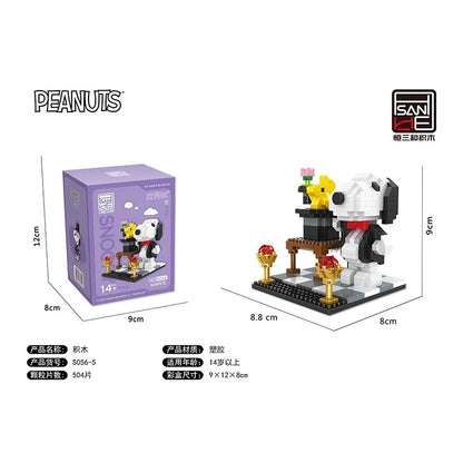 Snoopy Diamond Building Blocks Assembly Street View Model Character Scene Dog Mini Bricks Figure Toys For Christmas Gifts