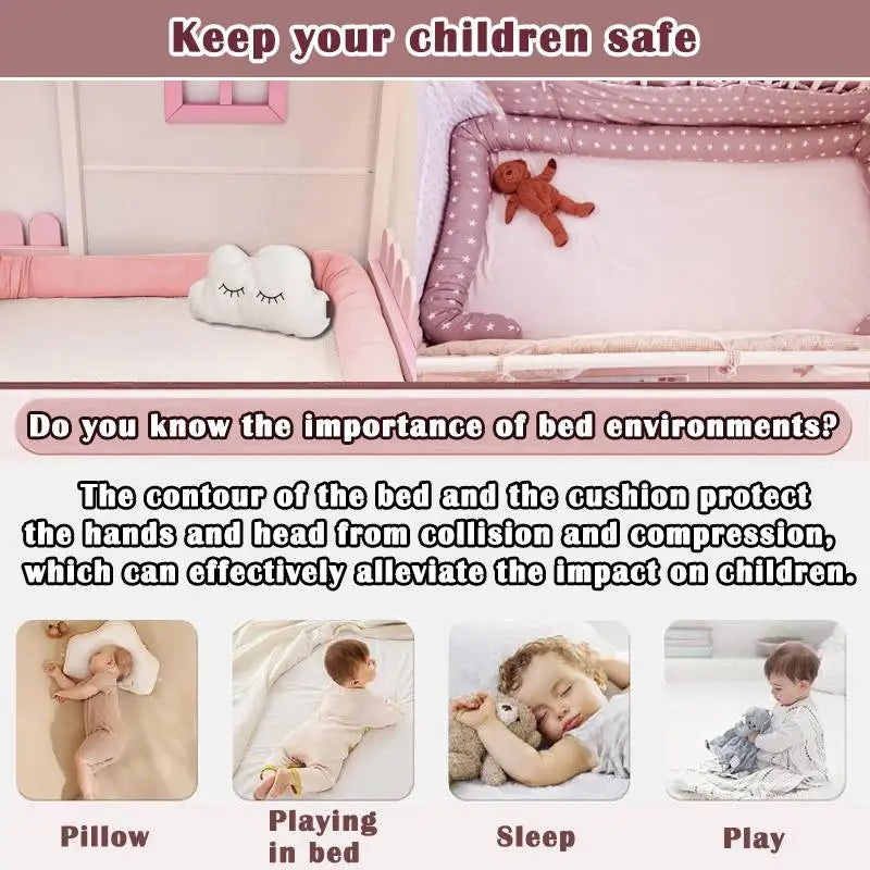  ﻿ 2M Long Baby Bumper Bed Pillow Cushion for Infant Crib Protector Height 8cm Cot Room Decor Bedding Set