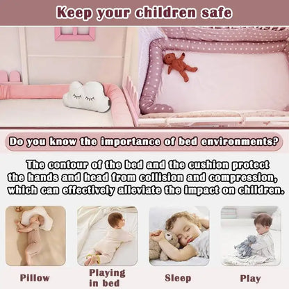  ﻿ 2M Long Baby Bumper Bed Pillow Cushion for Infant Crib Protector Height 8cm Cot Room Decor Bedding Set