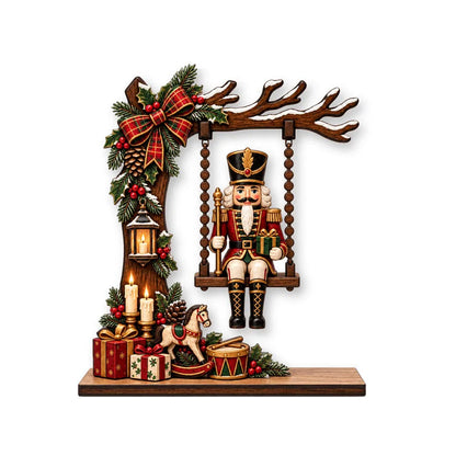 Wooden Christmas Decoration Ornaments, Fun Swing-Themed Christmas Crafts, Suitable for Tabletop Centerpieces, Holiday Party Decorations, Home Office Desktop Bookshelf Decorations