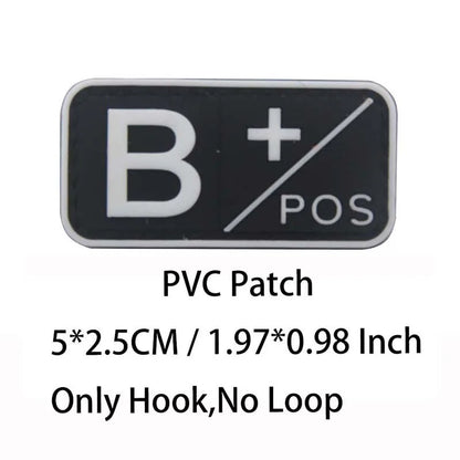 Small Patch with Hook,PVC Blood Type A B AB O POS NEG Emblemen,Patches Military Tactical Badges on Backpack,Outdoor Equipment