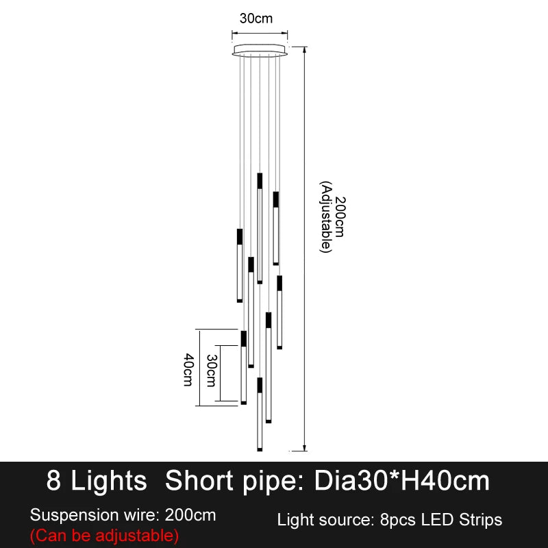 Modern Staircase LED Chandeliers Luxury Living Room Lighting Duplex Attic Home Decoration Restaurant Bright Ceiling Chandeliers