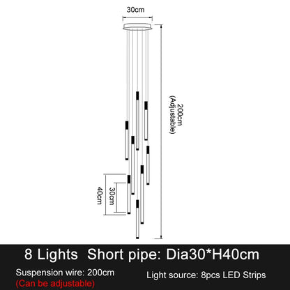 Modern Staircase LED Chandeliers Luxury Living Room Lighting Duplex Attic Home Decoration Restaurant Bright Ceiling Chandeliers