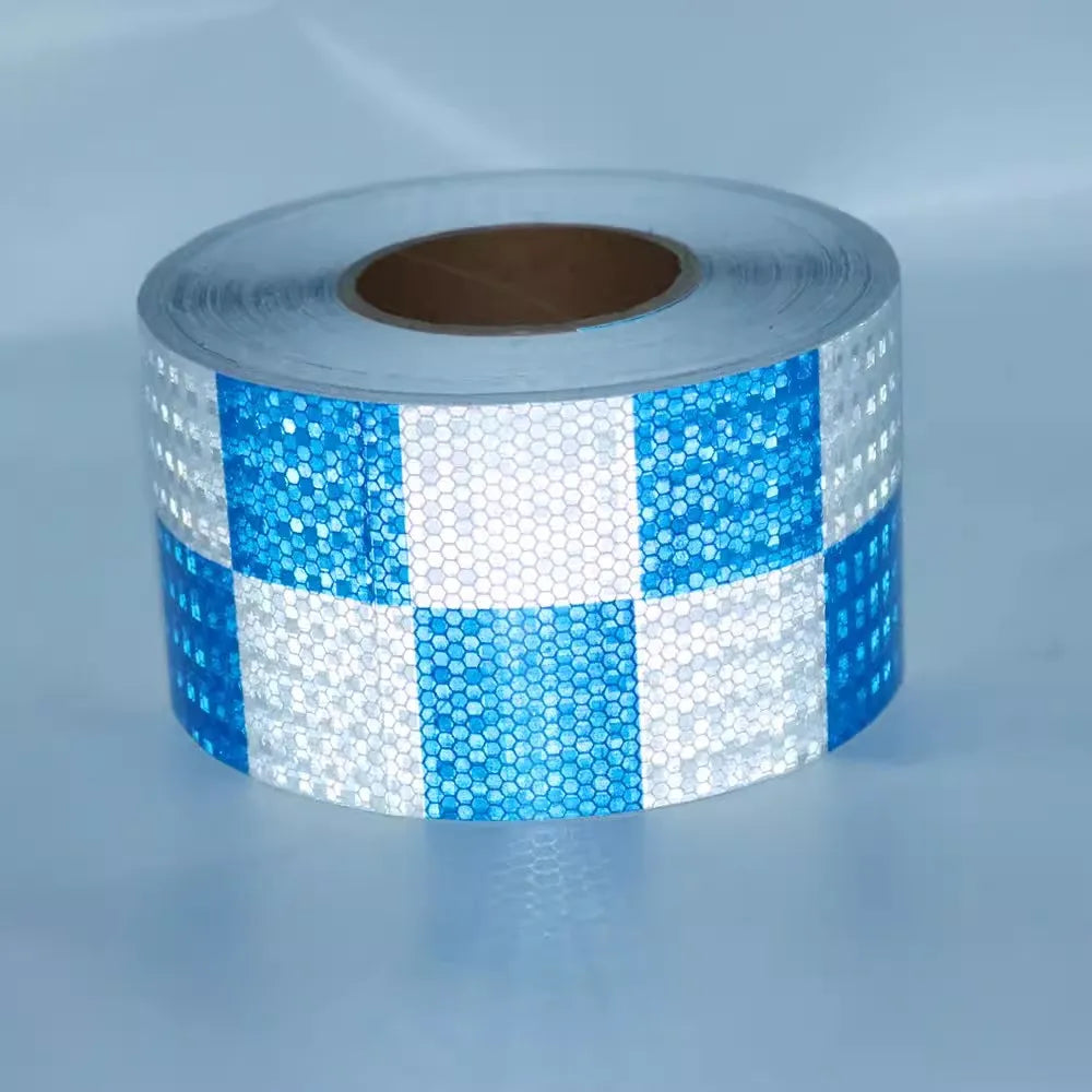 PVC Reflective Sticker Square Grid Checkered Pattern Reflector Tape Red Yellow Fluorescent White Reflect Film For Truck Car Road
