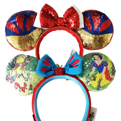 2025 Disney Solid Color Minnie Mouse Ear Headband Large Sequin Hairbands Party Christmas Halloween Cosplay Costume for Girls