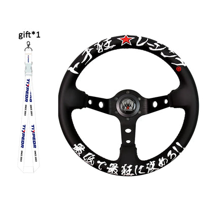 JDM 326 Racing Steering Wheel Leather Embroidery Aluminum Alloy Car Modified Universal Steering Wheel with 6 Hole