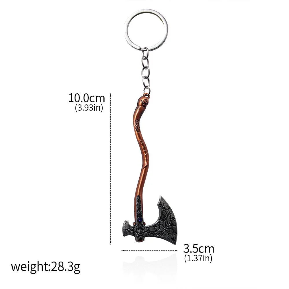 God of War 5 Ragnarok Keychain Kratos Leviathan Axe Blades of Chaos Mjolnir Hammer Weapon Pendant Key Chain for Men Keyring Gift