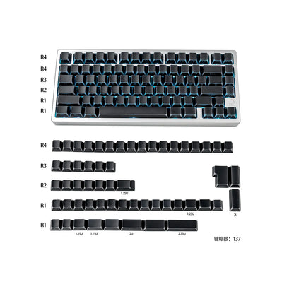 137 Keys Shadow Keycap Side Print Edge Backlit Keycaps Cherry Profile PBT Shine Through White Keycaps For MX Mechanical Keyboard