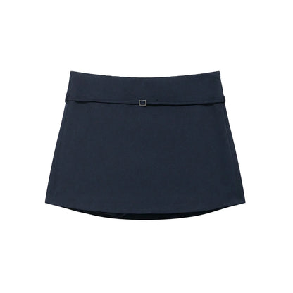 Women's Solid Color Skort with Belt Side Zipper Casual Shorts Skirts Fashionable And Stylish Women's Clothing