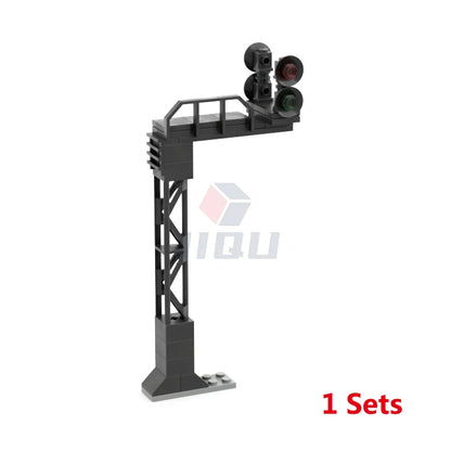 City Traffic Lamp Signpost Railway Barrier Building Blocks MOC Street View Accessories Bricks Speed Limit Indicator Warning Toys