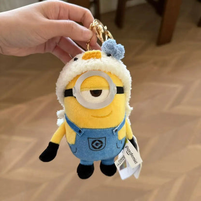 Genuine Cute Little Yellow Minion Bob Backpack Pendant Cartoon Plush Doll Keychain Bag Doll Decoration Birthday Gift