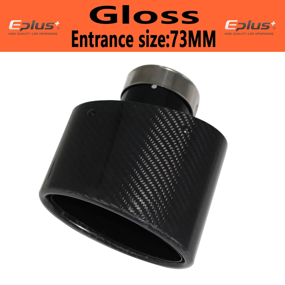 Oval Gloss Carbon Fiber Universal Car Mufflers Tip Exhaust Pipe Nozzle Decoration stainless steel Black silvery Tilting Left Rig