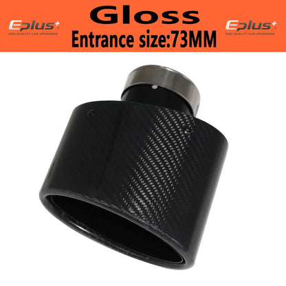 Oval Gloss Carbon Fiber Universal Car Mufflers Tip Exhaust Pipe Nozzle Decoration stainless steel Black silvery Tilting Left Rig