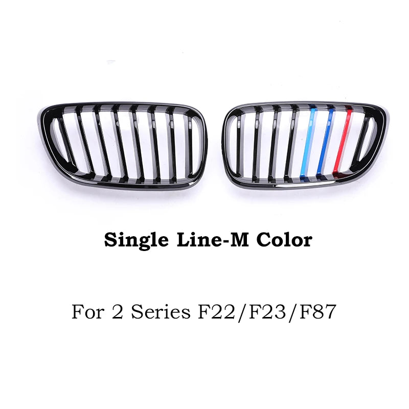 Chrome Silver Frame Grill M Color Double Slat Kidney Grille For BMW 2 Series F22 F23 M2 F87 218i  220i 228i 230i M235i M240i