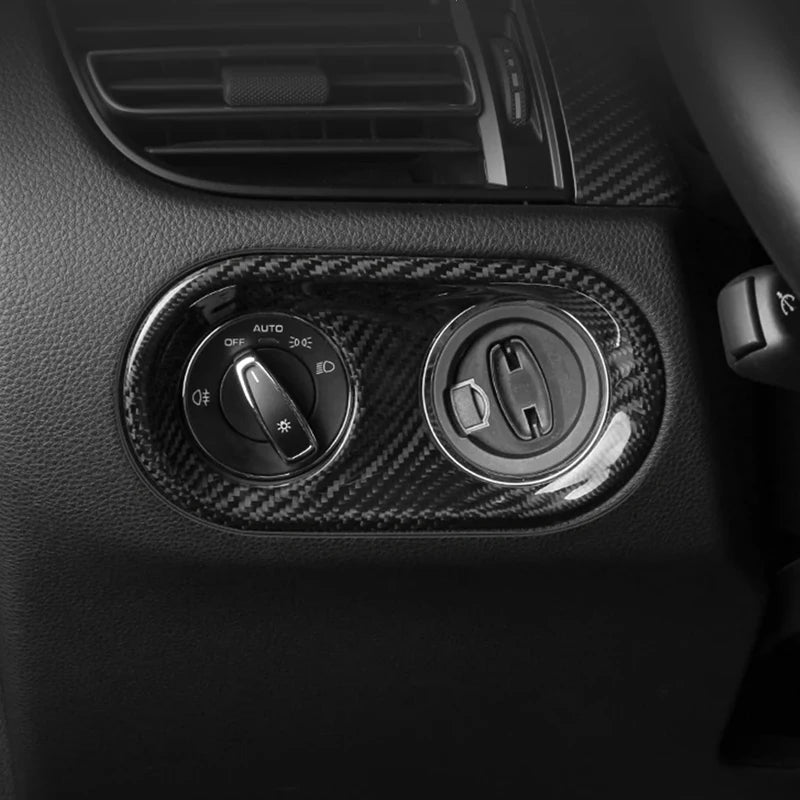 ABS Carbon Fiber Printed Headlight Switch Button Cover Frame Trim For Porsche MACAN 2014 2015 2016 2017 2018 2019 2020 LHD
