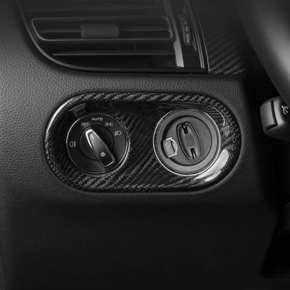 ABS Carbon Fiber Printed Headlight Switch Button Cover Frame Trim For Porsche MACAN 2014 2015 2016 2017 2018 2019 2020 LHD