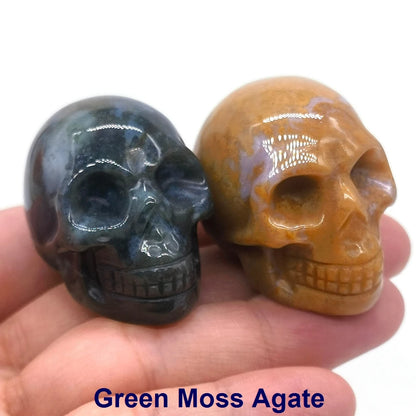 Wholesale 1.5" Natural Stones Crystal Skull Statue Amethyst Quartz Tiger Eye Carved Ore Mineral Crystals Figurine Home Decor