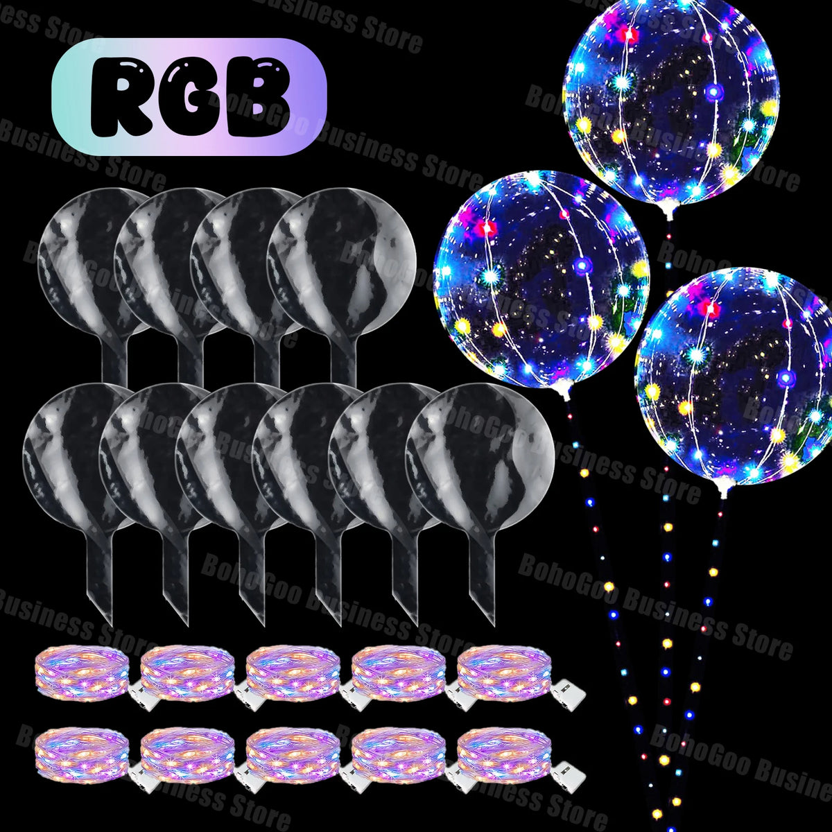 10-100Sets Led Balloons with Batteries Clear Flashing Light Up Balloon for Wedding Proposal Decor Birthday Party Outdoor Yard