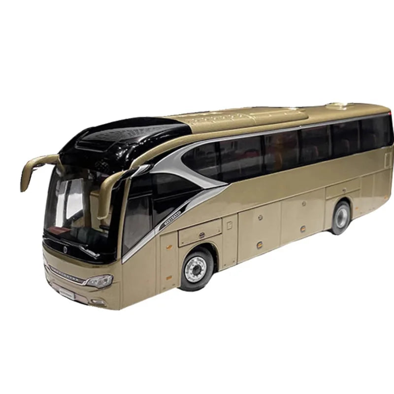 1:42 original factory Xiamen Kinglong passenger bus, Jinlong XML6129 Navigator bus alloy car model, collectible gift, toy
