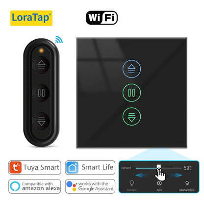 Tuya Black Curtain Roller Shutter Blinds Switch Smart Life App Percentage Progress Remote Control Google Assistant Alexa