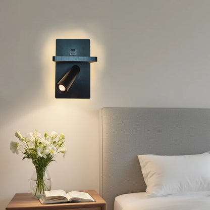 Wireless Charging Wall Light Sleek Black Modern Wall Sconce Adjustable Spotlight for Bedroom Living Room Corridor Home Decor