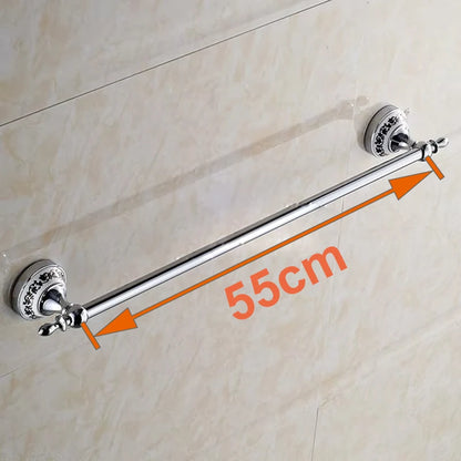 Luxury Towel Rack Wall Mounted Bathroom Accessories Set Ceramic Stainless Steel  Bath Hardware Sets Chrome Toilet Brush Holder