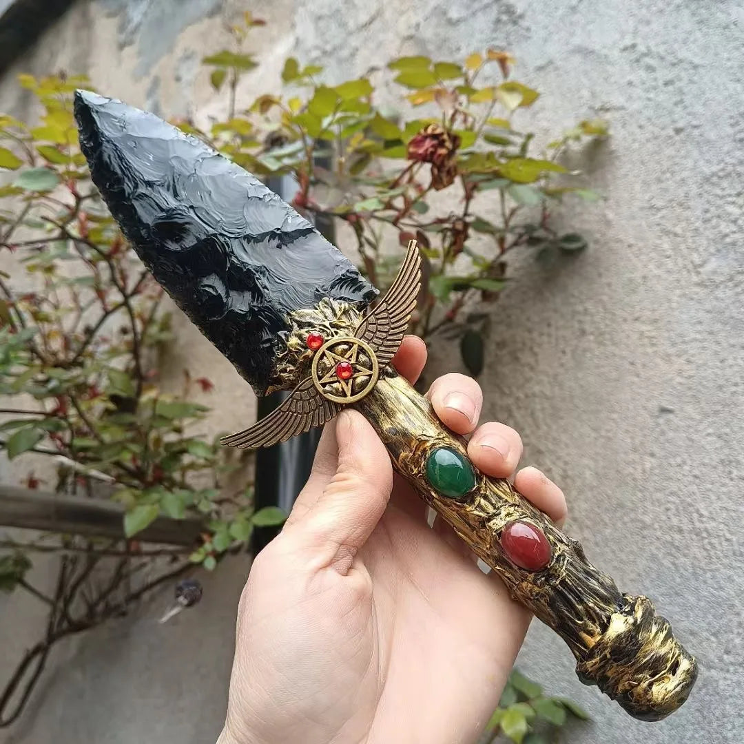 Hand Made Natural Black Obsidian Semi Precious Healing Stones Chakra Crystal Witch Magic Wands Reiki Stick For Home Decoration