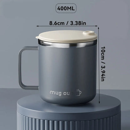 400ML Insulated Coffee Mug With Lid 304 Stainless Steel Double Wall Water Cup Sealed Milk Coffee Cup Student Adult Drinkware