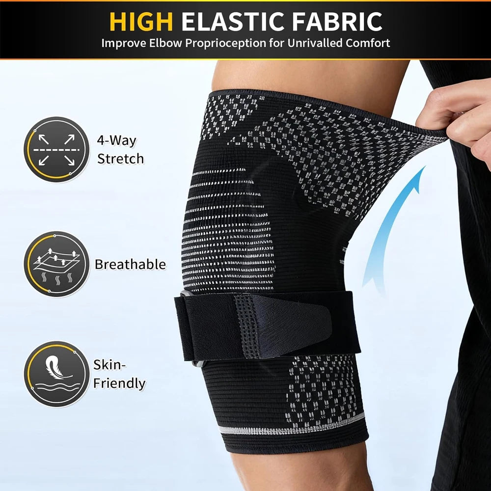 1/2Pcs Elbow Support Brace with Gel Pad for Women & Men Elbow Compression Sleeves for Golfer, Arthritis, Tendonitis Pain Relief