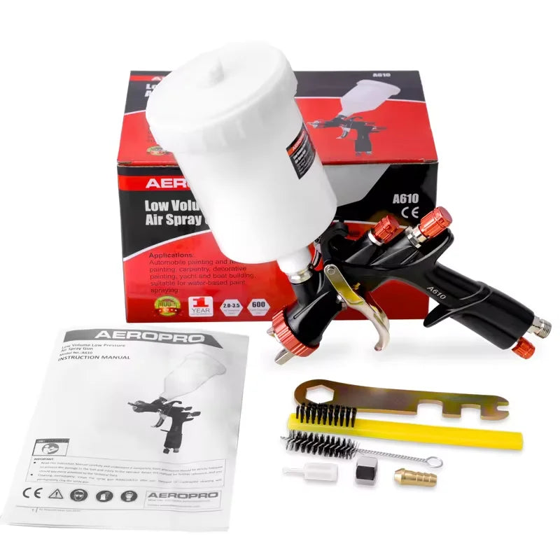 AEROPRO R500 LVLP Air Spray Gun A610 Paint Gun Automotive for House Painting, Car, Furniture, Varnish and Top Coat