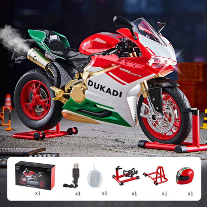 Key Start 1:9 1199 Panigale Alloy Racing Motorcycle Model Diecast Track Sports Motorcycle Model With Spray Sound Light Kids Toys
