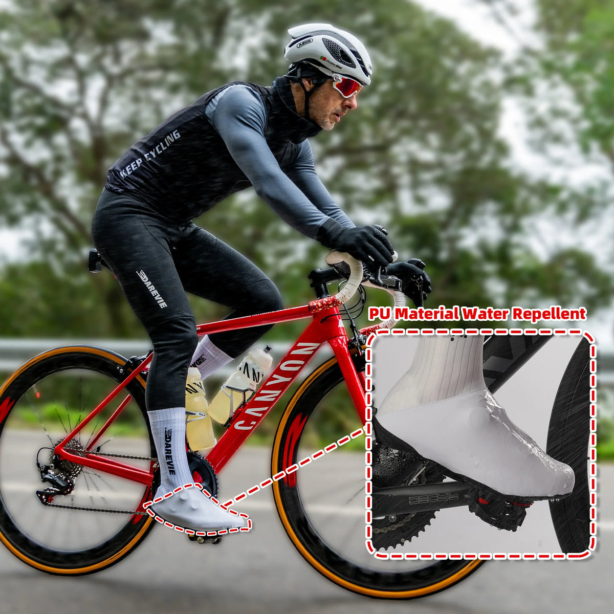 DAREVIE Cycling Overshoes AERO High Speed Quick Dry Cycling Shoes Covers Anti Slip Light Soft Moisture Wicking Shoe Protector
