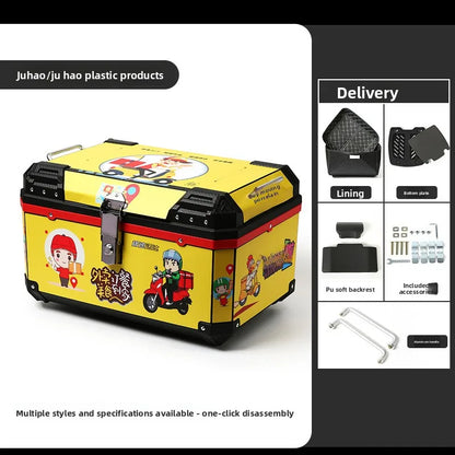 68L Electric Vehicle Trunk Large-Capacity Universal Motorcycle Tail Box Waterproof Electric Bike Delivery Storage Box