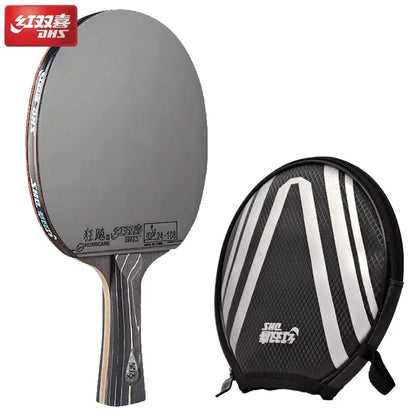 DHS DIAMOND Black 7-Ply Table Tennis Racket with Hurricane 3 Rubbers - Professional Original Ping Pong Paddle Bat