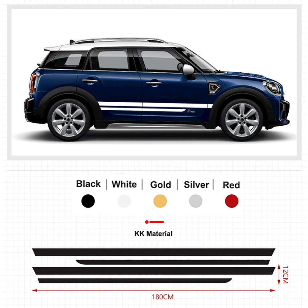2Pcs Car Side Door Body Waist Skirt Decal Stickers Trim For MINI Cooper ClubmanF54 F55 F60 R55 R56 R60  Countryman Accessories