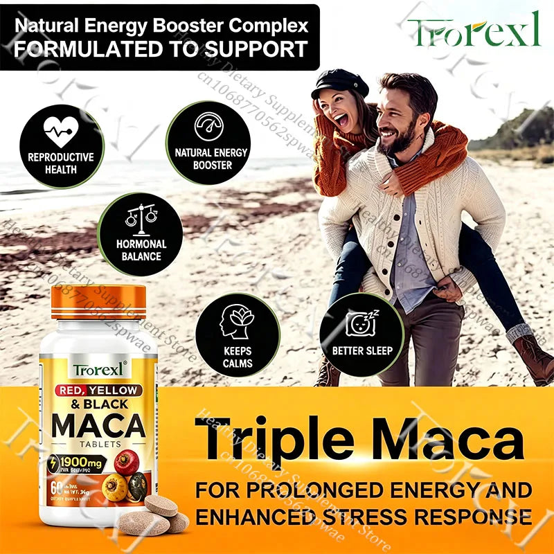 Natural Maca Root Tablets-Supports Vitality & Physical Performance, Balances Hormone, Overall Wellness