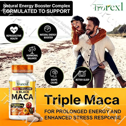 Natural Maca Root Tablets-Supports Vitality & Physical Performance, Balances Hormone, Overall Wellness